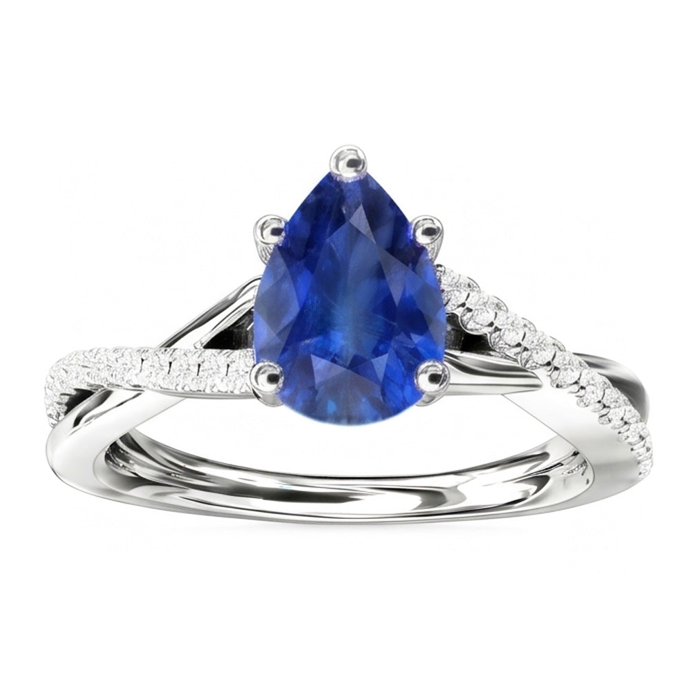 Blue Sapphire Natural Earth Mined Diamond Wedding Ring Jewellery Twist Style 2.50 Carats