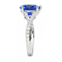 Blue Sapphire Natural Earth Mined Diamond Wedding Ring Jewellery Twist Style 2.50 Carats
