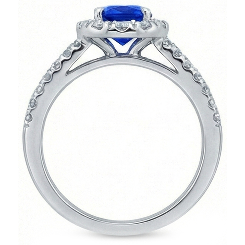 natural round sapphire 3.50ct ring profile view