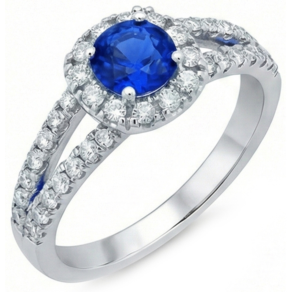 natural round sapphire 3.50ct ring front view