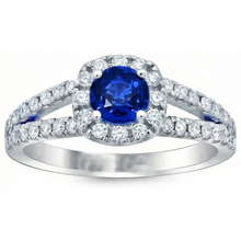 natural round sapphire 3.50ct ring top view