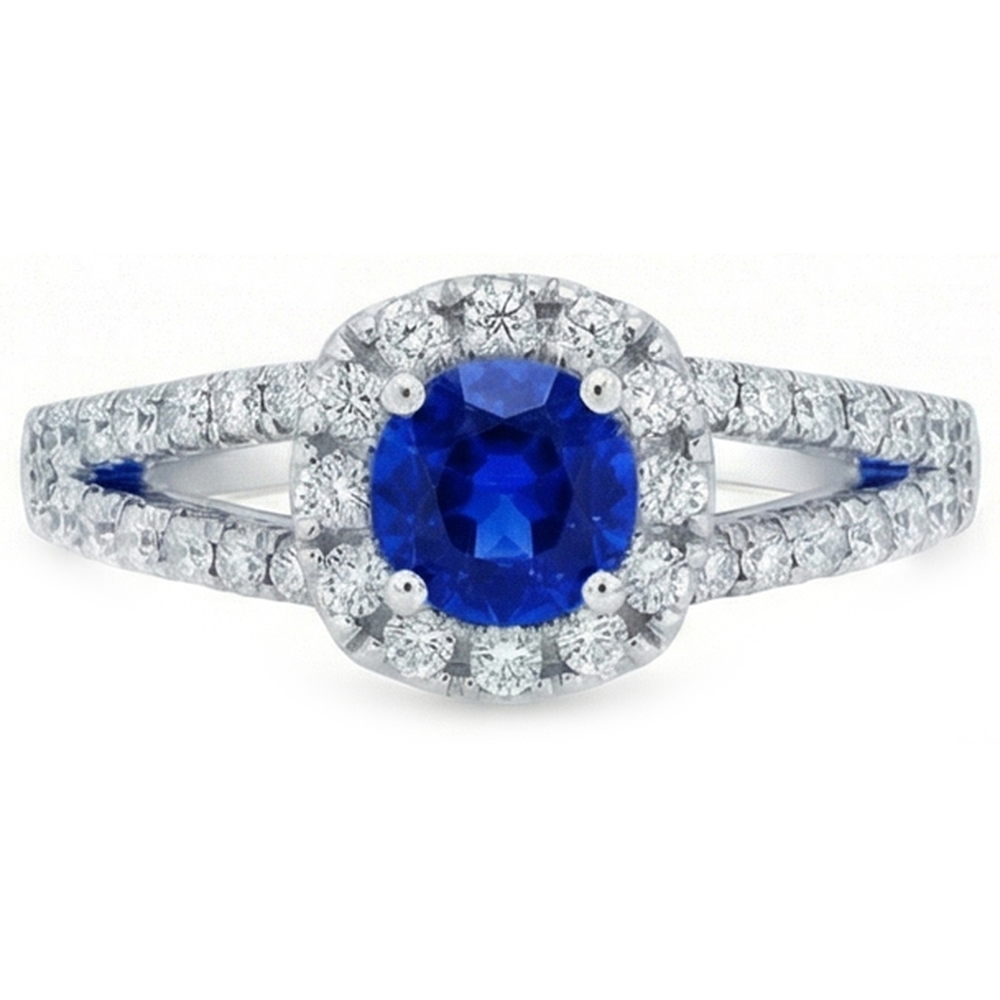 natural round sapphire 3.50ct ring side angle