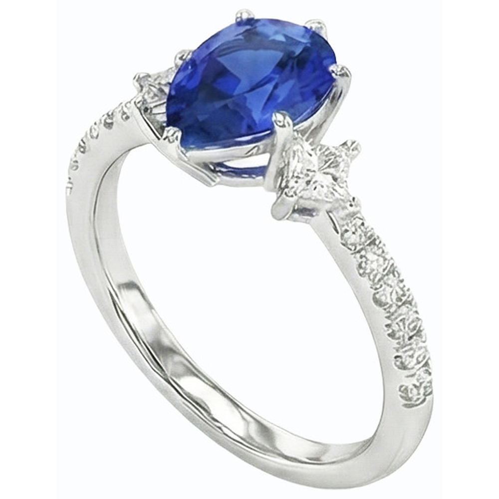 natural round sapphire 3ct ring close up detail