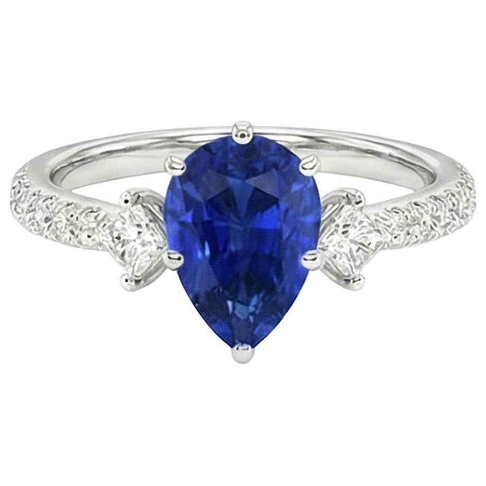 natural round sapphire 3ct ring profile view
