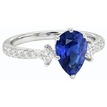 natural round sapphire 3ct ring on white background
