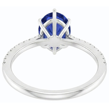 Blue Sapphire Ring With Pave Set Natural Earth Mined Diamond Accents Gold 4.50 Carats