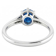 Blue Sapphire Round Ring Prong Style 1.25 Carats White Gold 14K
