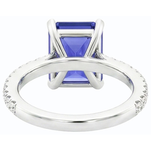 Blue Sapphire Solitaire Emerald Ring With Accents 3 Carats Gold