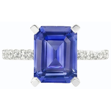 Blue Sapphire Solitaire Emerald Ring With Accents 3 Carats Gold
