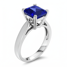 Blue Sapphire Solitaire Engagement Emerald Ring 2 Carats Prong Set