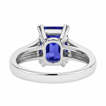 Blue Sapphire Solitaire Engagement Emerald Ring 2 Carats Prong Set