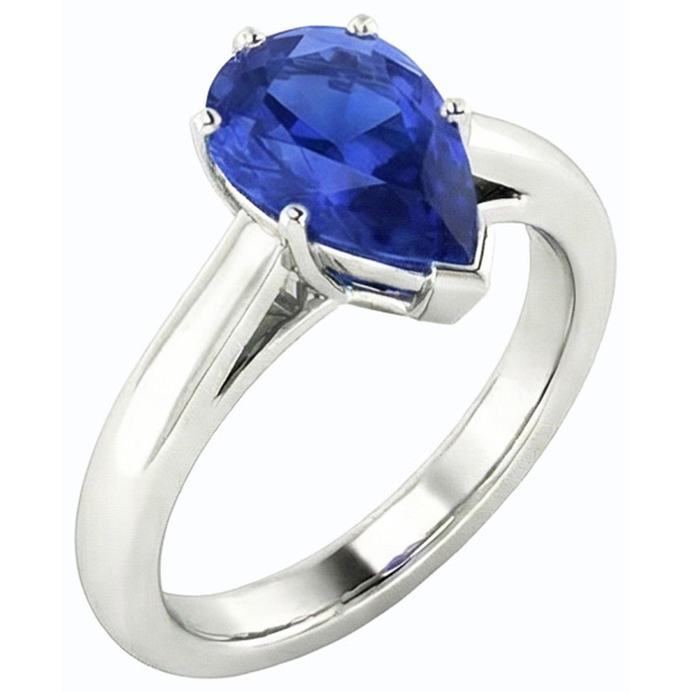natural pear sapphire 2.50ct ring close up detail