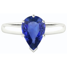 natural pear sapphire 2.50ct ring profile view