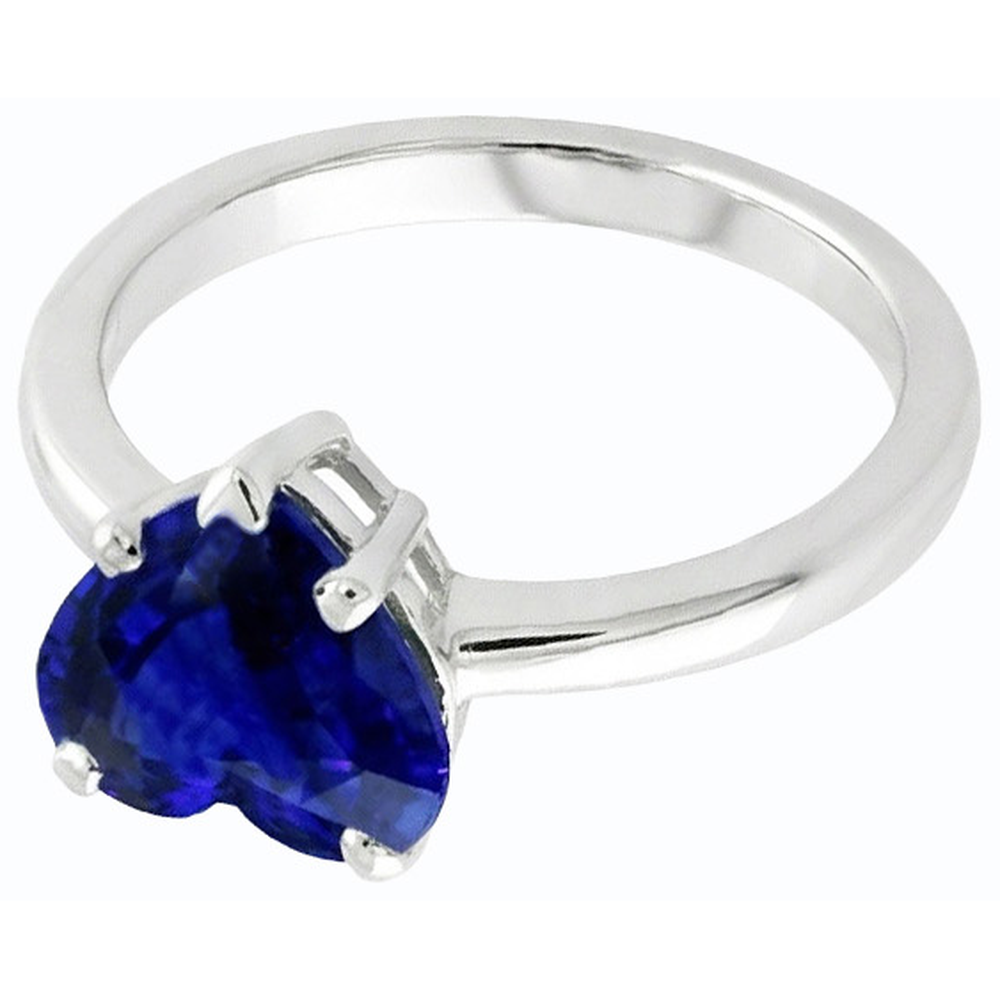 natural heart sapphire 2ct ring top view