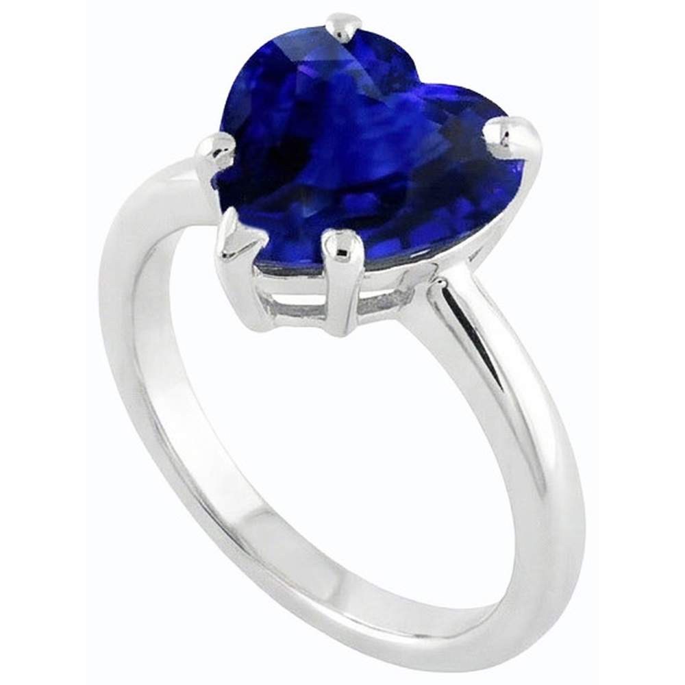 natural heart sapphire 2ct ring profile view