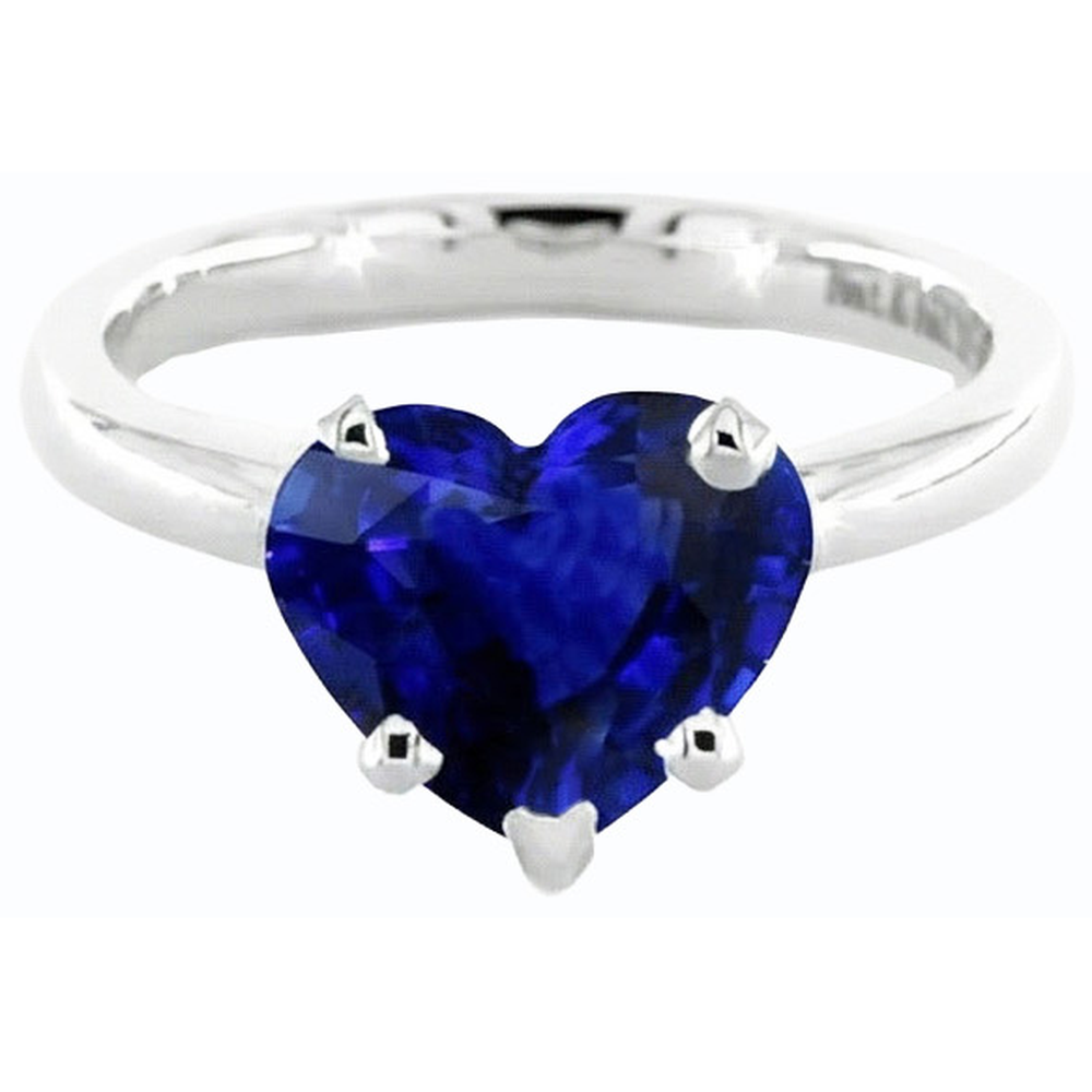 natural heart sapphire 2ct ring on white background