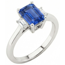 Blue Sapphire Solitaire Ring 2 Carats Basket Set Emerald Cut Jewellery
