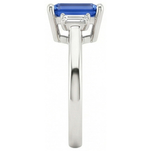 Blue Sapphire Solitaire Ring 2 Carats Basket Set Emerald Cut Jewellery