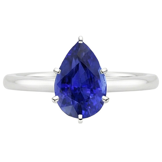 natural pear sapphire 4ct ring top view