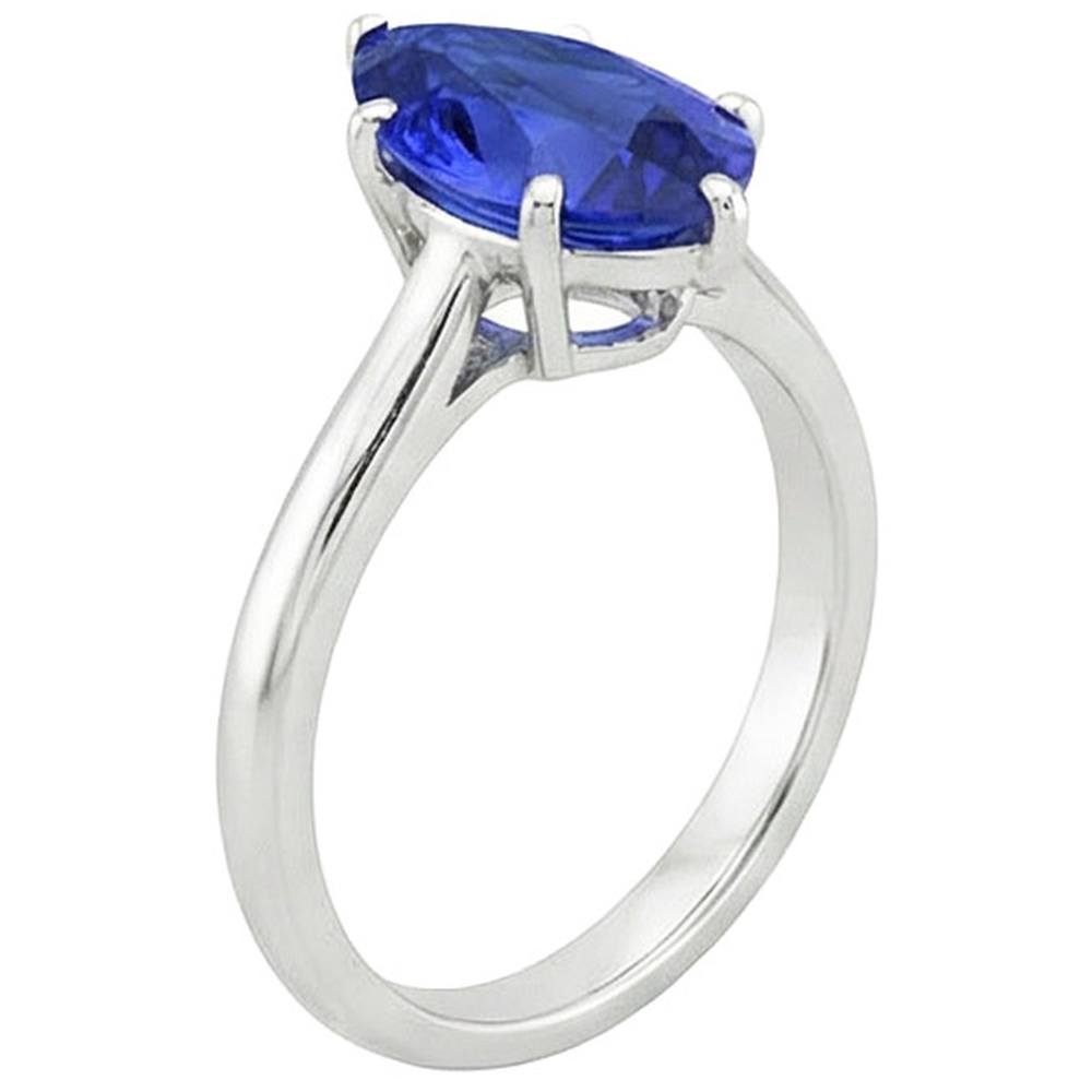 natural pear sapphire 4ct ring profile view