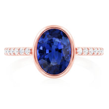 Blue Sapphire Solitaire Ring Bezel Set With Natural Earth Mined Diamonds Gold 3.50 Carats