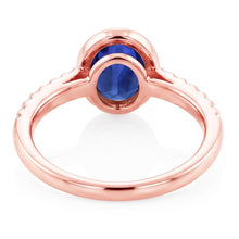 Blue Sapphire Solitaire Ring Bezel Set With Natural Earth Mined Diamonds Gold 3.50 Carats