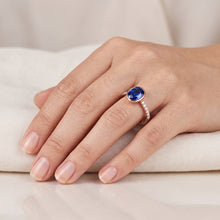 Blue Sapphire Solitaire Ring Bezel Set With Natural Earth Mined Diamonds Gold 3.50 Carats
