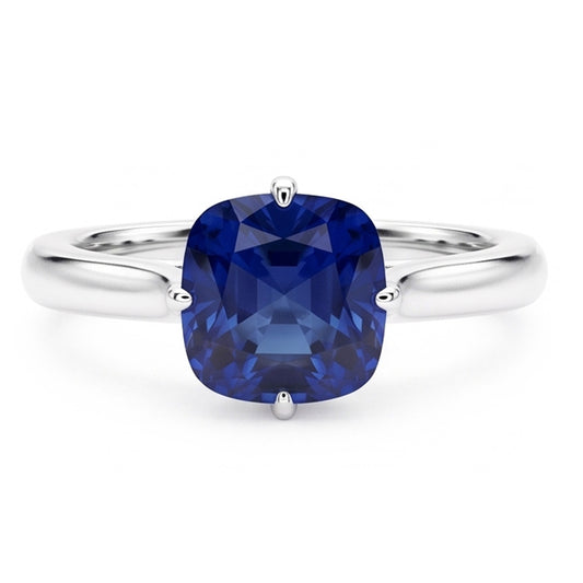 Blue Sapphire Solitaire Ring White Gold 14K Jewellery 2 Carats