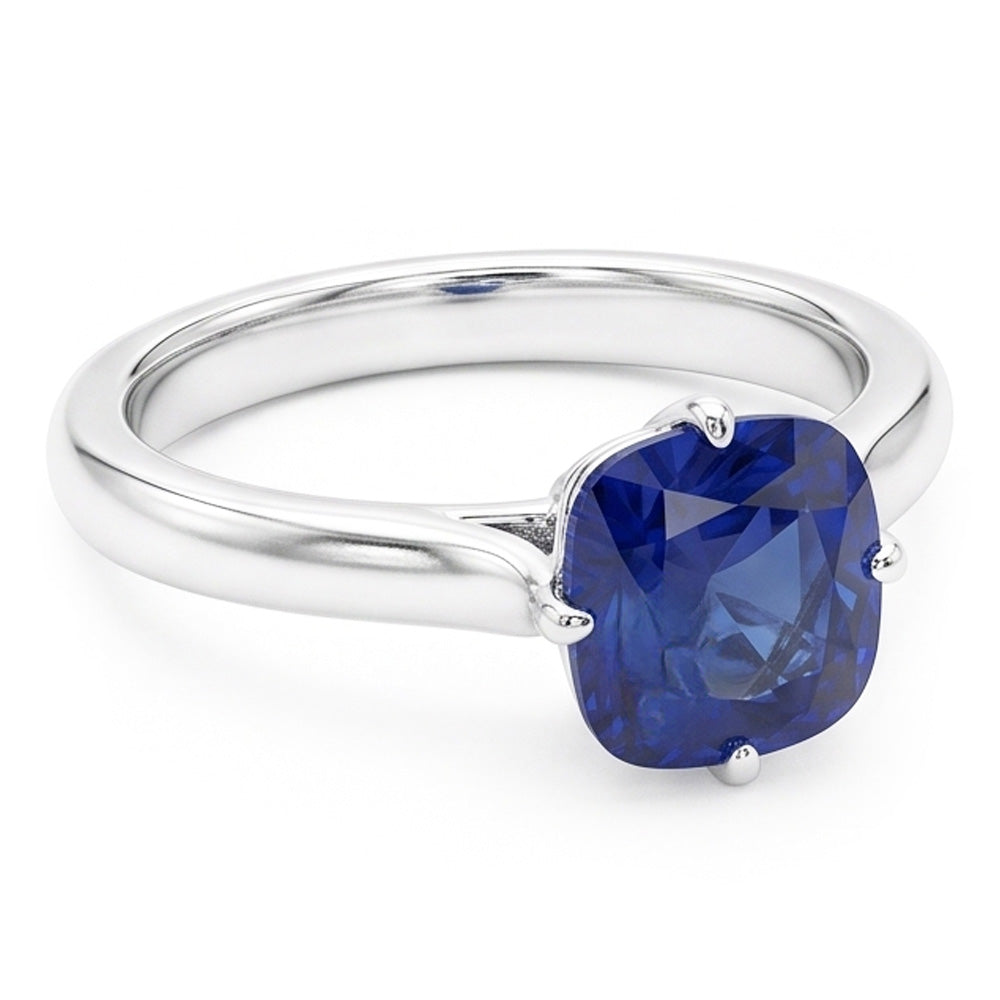 Blue Sapphire Solitaire Ring White Gold 14K Jewellery 2 Carats