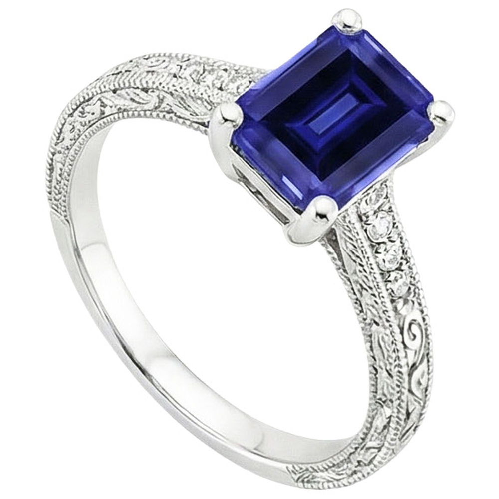 natural emerald sapphire 3.50ct ring side angle