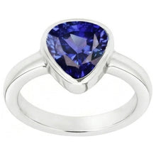 Blue Sapphire Solitaire Trillion Shaped Ring Bezel Set 2 Carats