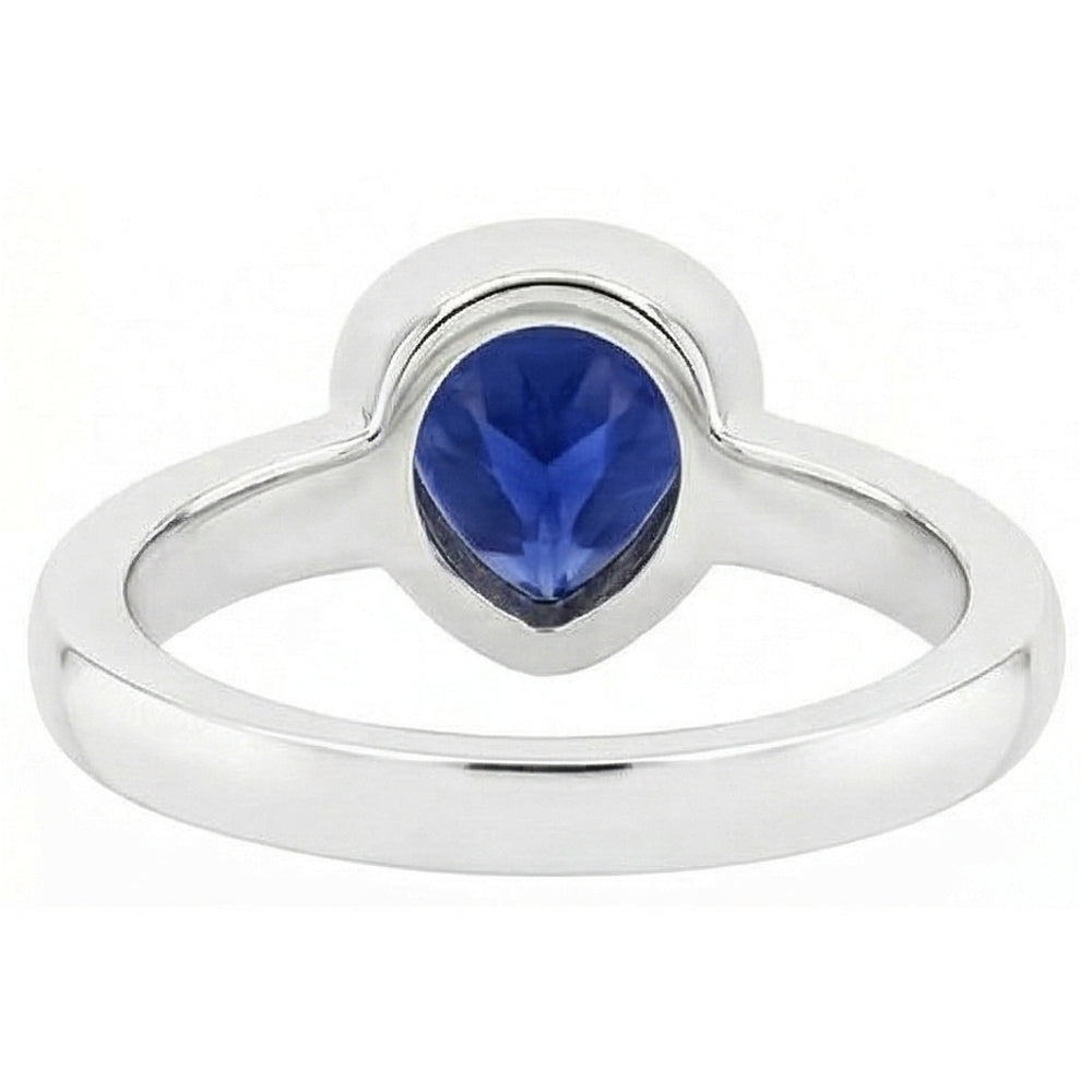 Blue Sapphire Solitaire Trillion Shaped Ring Bezel Set 2 Carats
