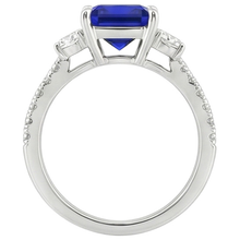 Blue Sapphire Solitaire With Accents Princess Cut Gemstone 6.25 Carats