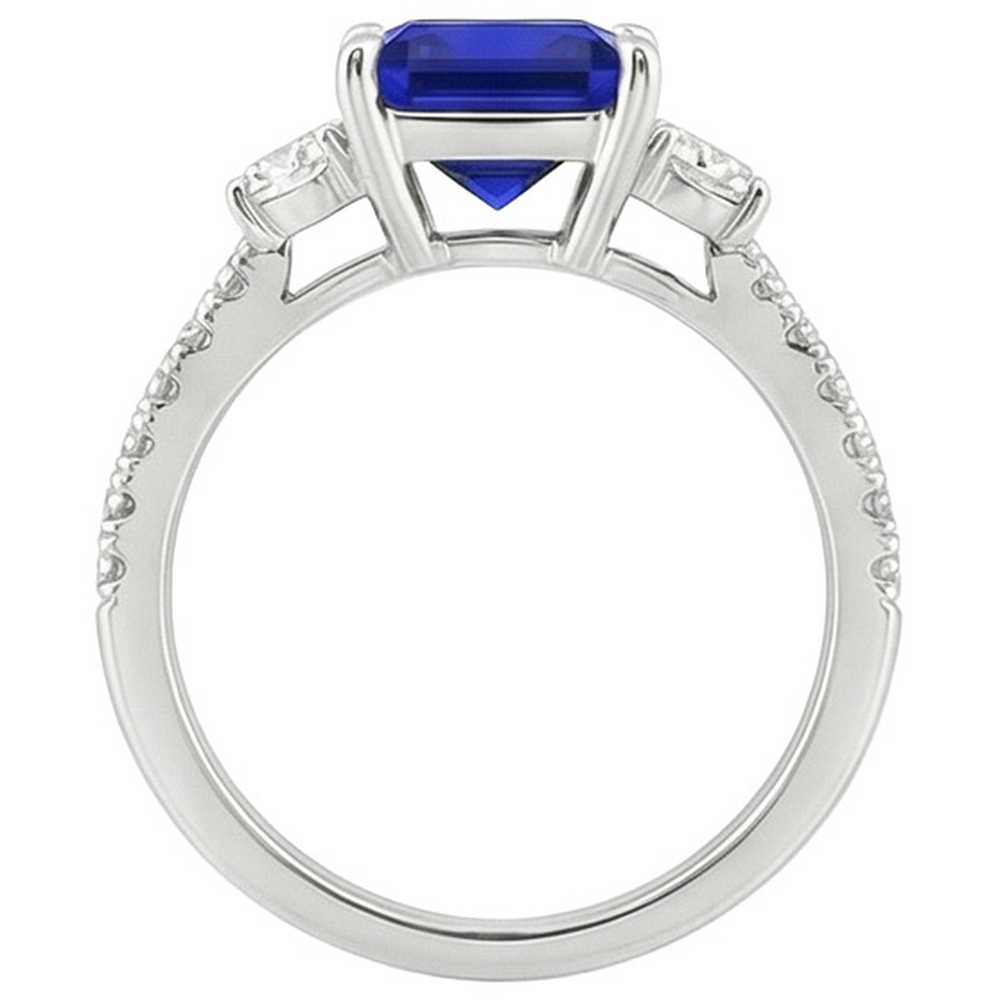 Blue Sapphire Solitaire With Accents Princess Cut Gemstone 6.25 Carats
