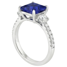 Blue Sapphire Solitaire With Accents Princess Cut Gemstone 6.25 Carats