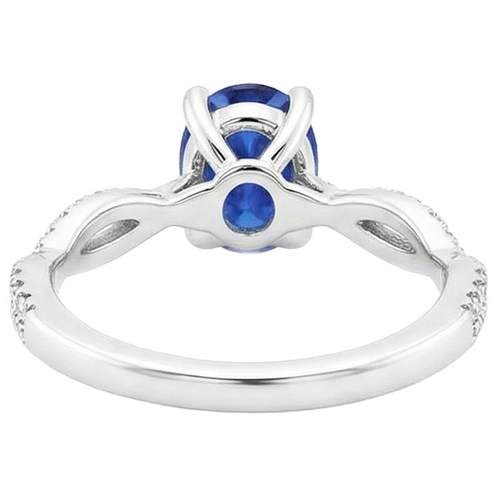 natural round sapphire 3.50ct ring top view