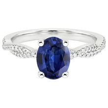 natural round sapphire 3.50ct ring on white background