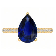 Blue Sapphire Solitaire With Natural Earth Mined Diamond Accents Gemstone Ring 3 Carats