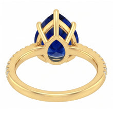 Blue Sapphire Solitaire With Natural Earth Mined Diamond Accents Gemstone Ring 3 Carats