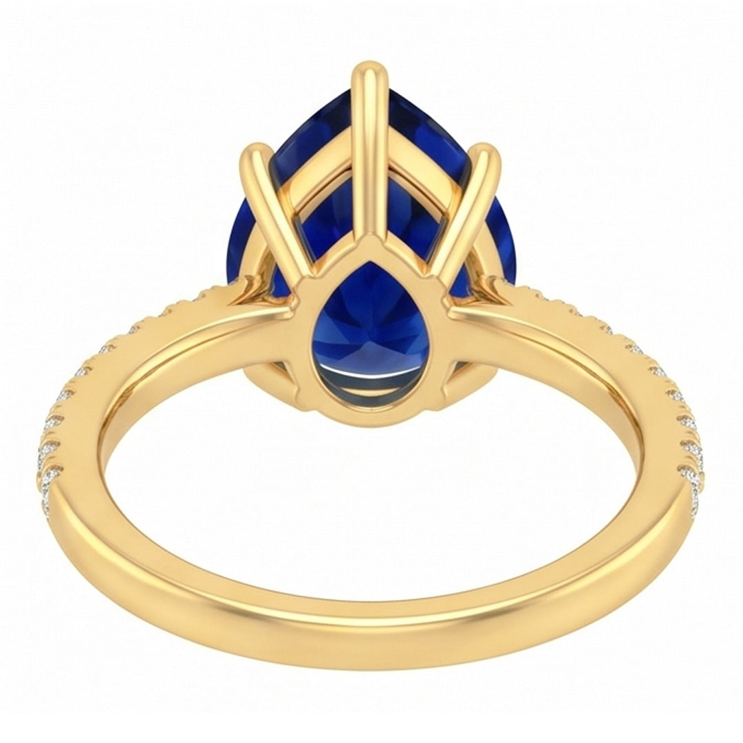 Blue Sapphire Solitaire With Natural Earth Mined Diamond Accents Gemstone Ring 3 Carats