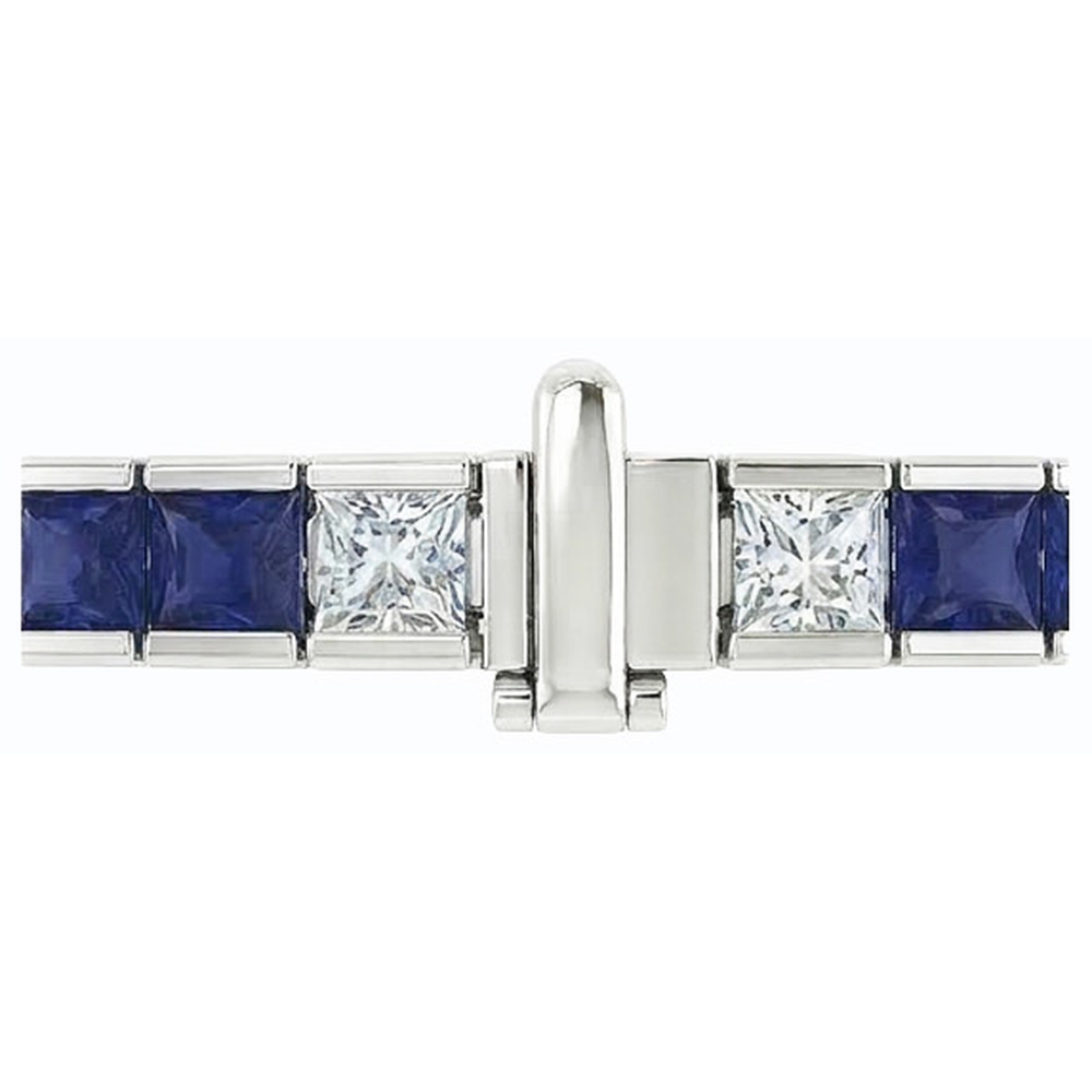 Blue Sapphire Tennis Bracelet Princess Cut 25 Carats White Gold 14K