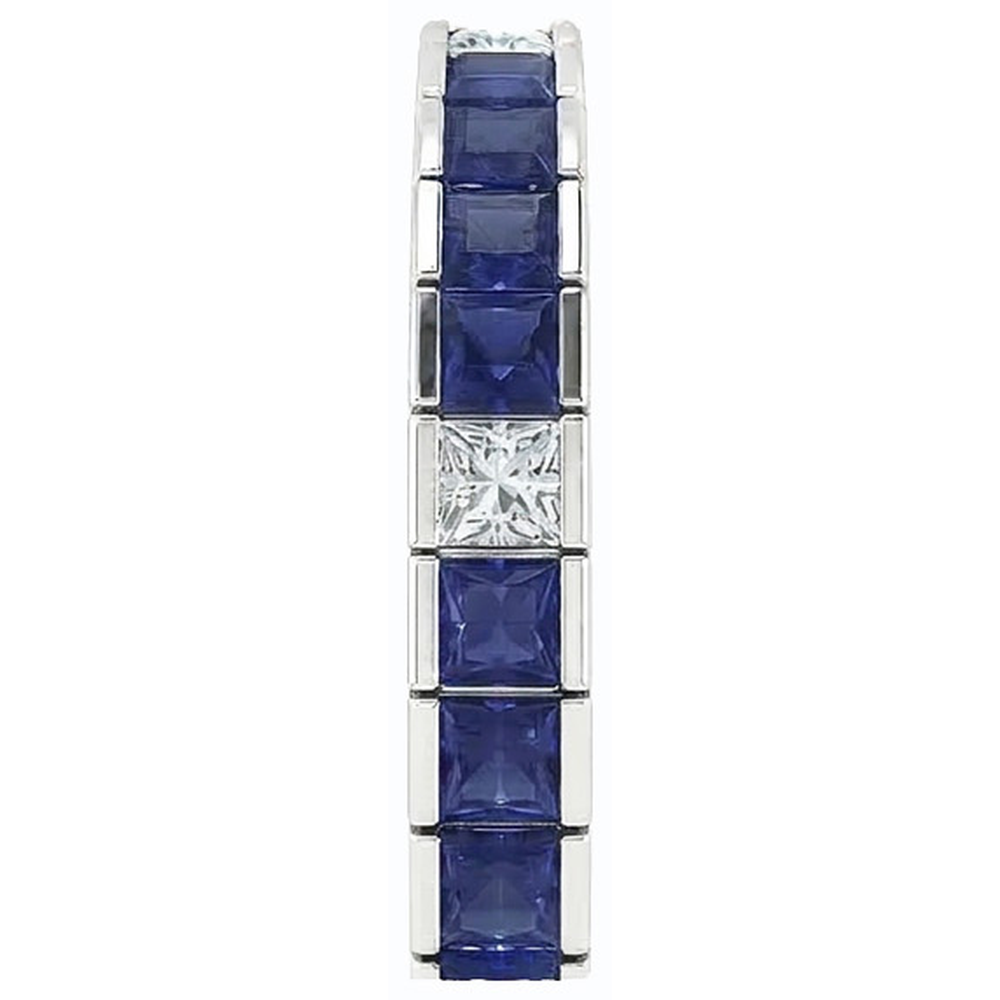 Blue Sapphire Tennis Bracelet Princess Cut 25 Carats White Gold 14K
