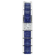 Blue Sapphire Tennis Bracelet Princess Cut 25 Carats White Gold 14K