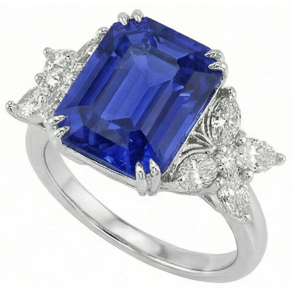 natural emerald sapphire 3ct ring side angle