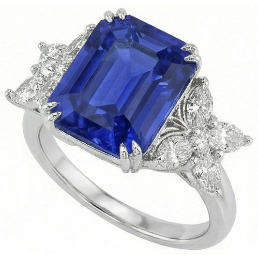 natural emerald sapphire 3ct ring side angle