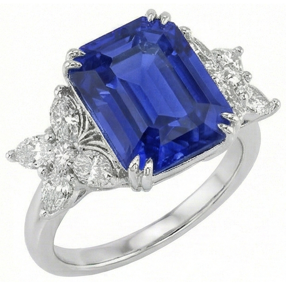 natural emerald sapphire 3ct ring close up detail