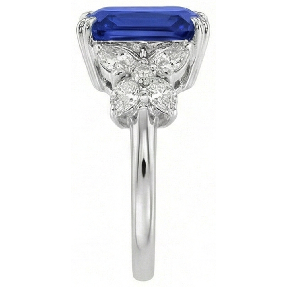 natural emerald sapphire 3ct ring on white background