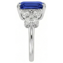 natural emerald sapphire 3ct ring on white background