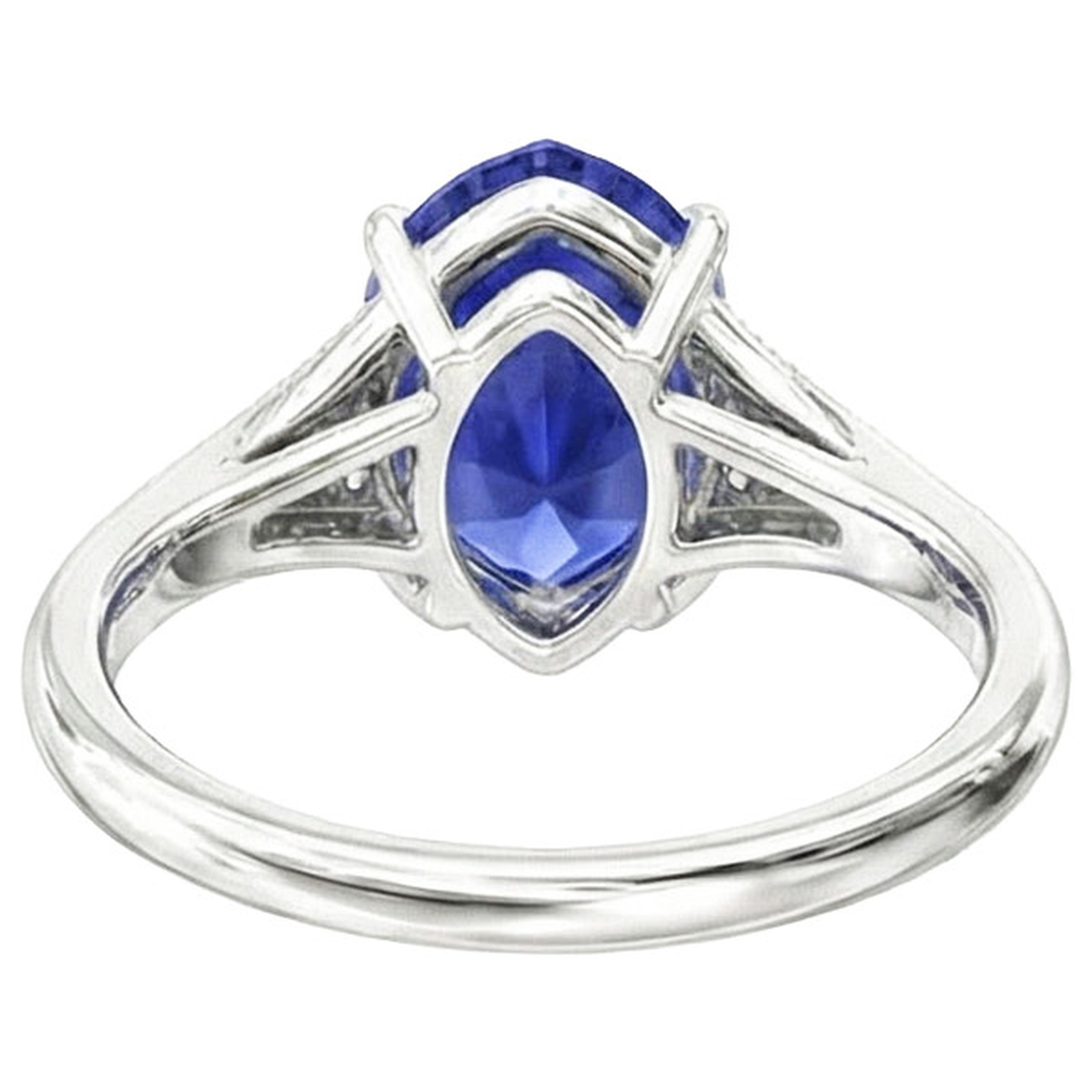 natural round sapphire 2.75ct ring front view