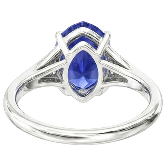 natural round sapphire 2.75ct ring front view